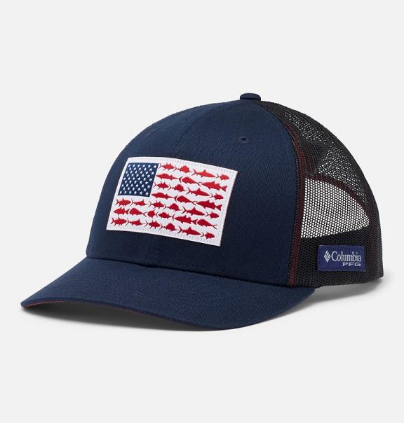 Columbia PFG Mesh Snap Back Hats Navy Red For Men's NZ23017 New Zealand